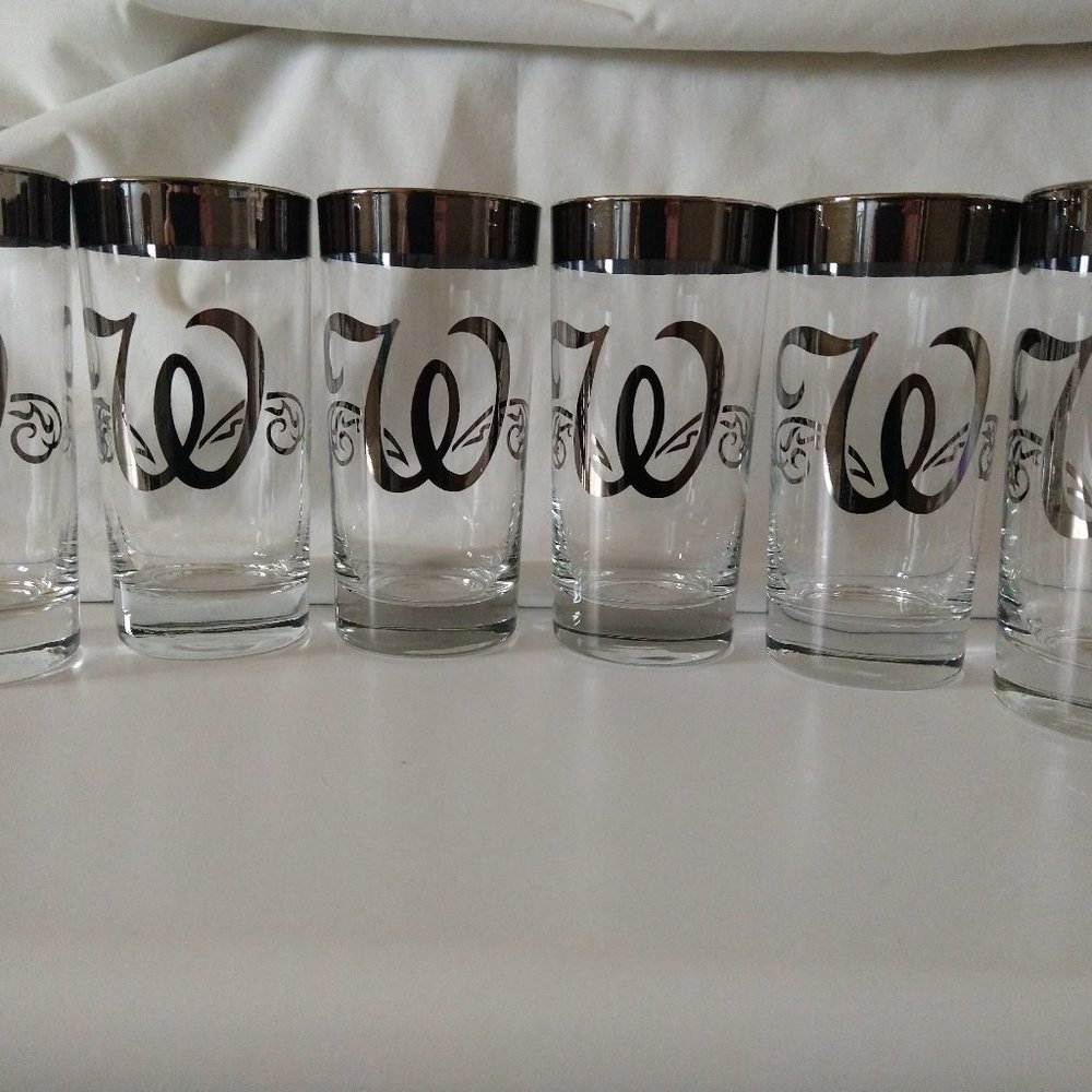 Dorothy Thorpe 12 oz. Silver Rimmed Beverage Glasses